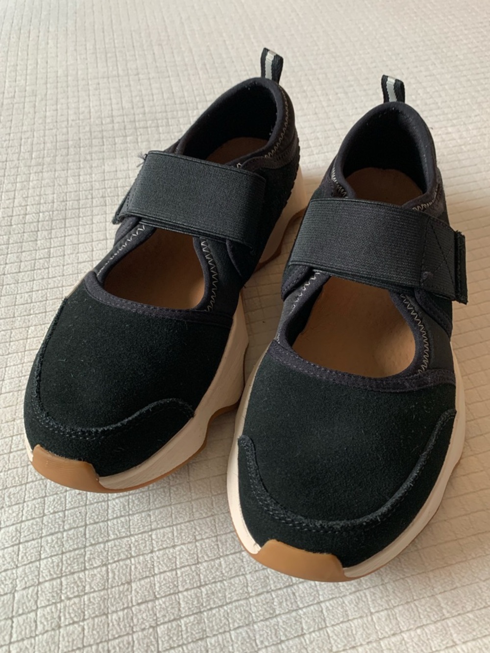 Sorel black suede kinetic impact mary jane sneakers